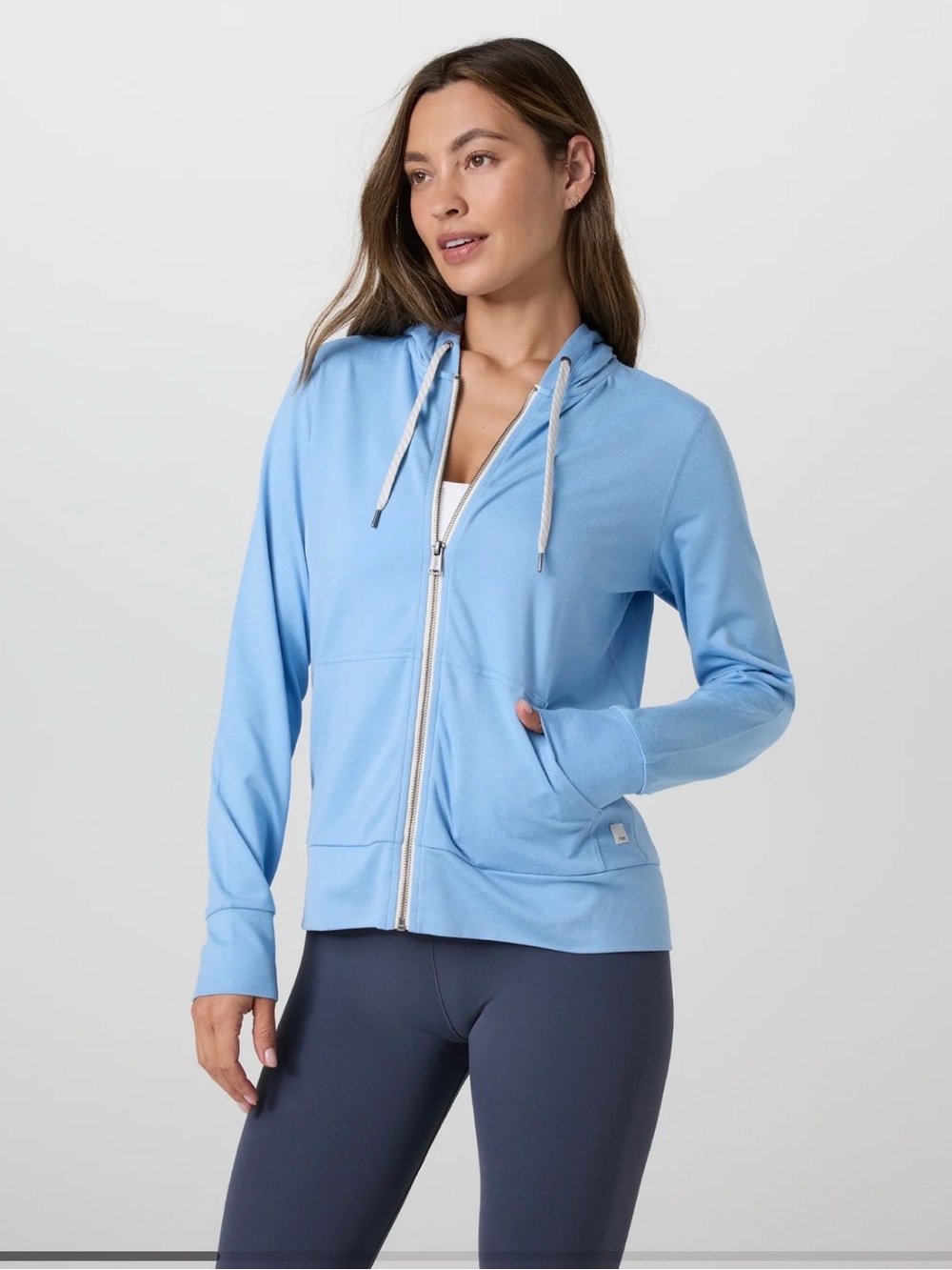 Vuori Women's Sky Blue Full-Zip Hooded Sweatshirt